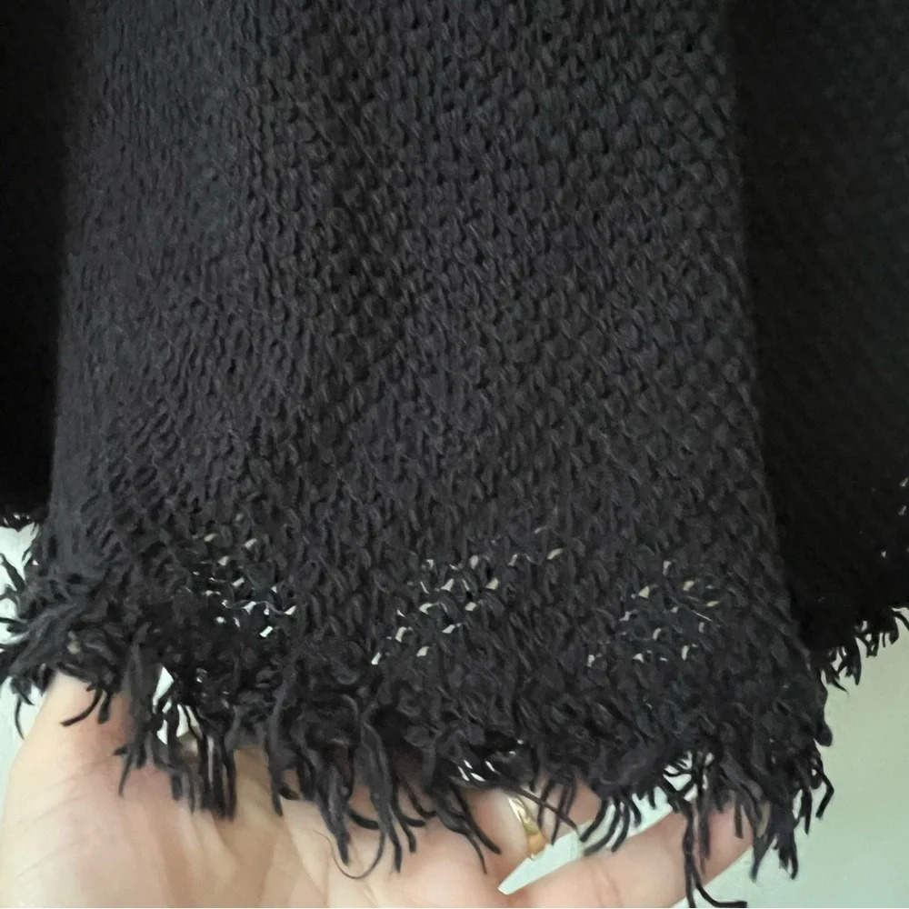 VELVET by Graham & Spencer Women Knitted Dress sz S Black Waffle Fringe Casual - Picture 15 of 16